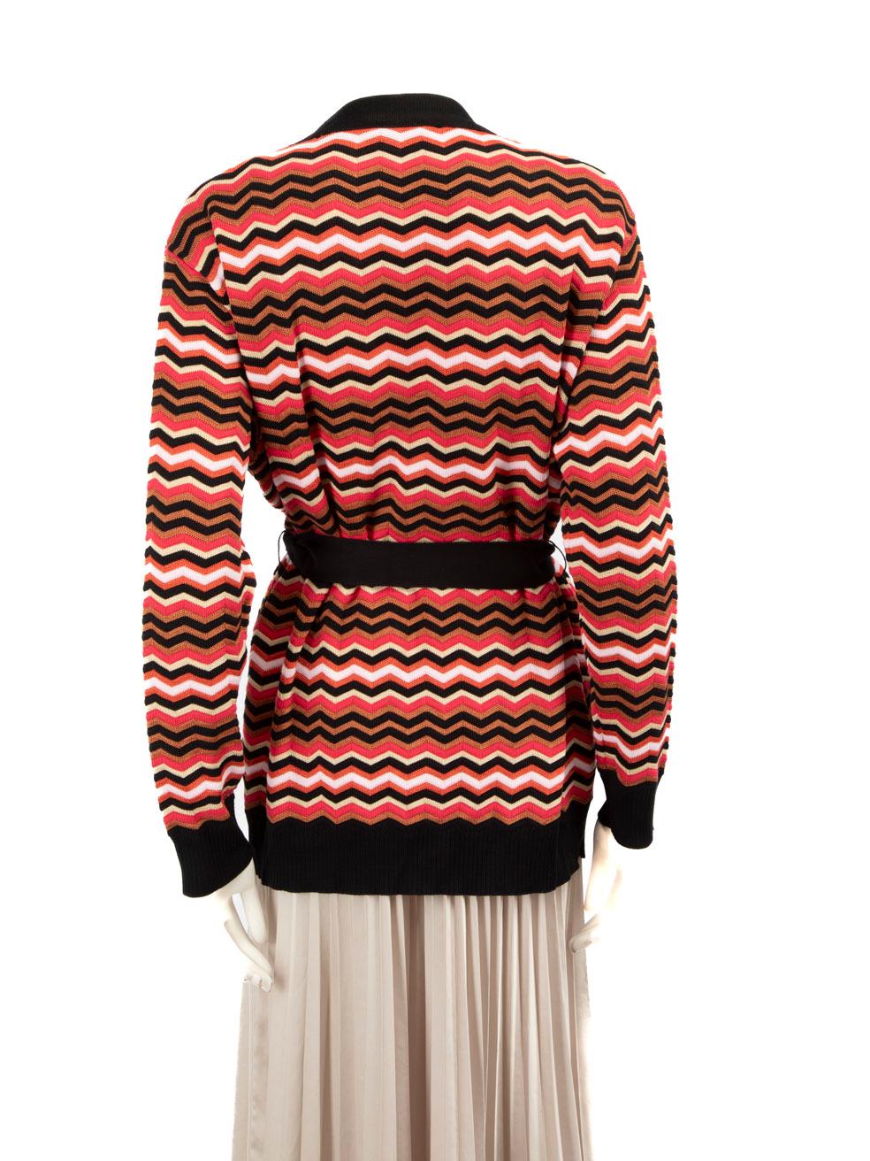 Noir Missoni Zig Zag Pattern Belted Cardigan Size M en vente