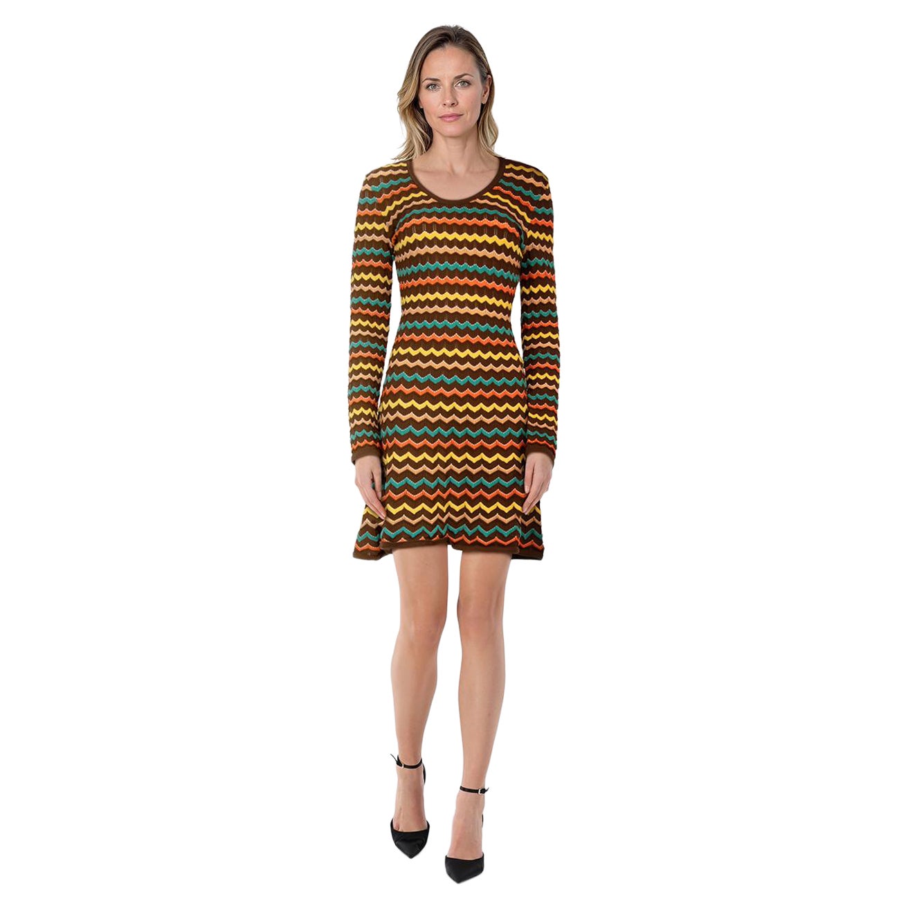 Missoni Zig Zag Pattern Knit Knee Length Dress Size M For Sale