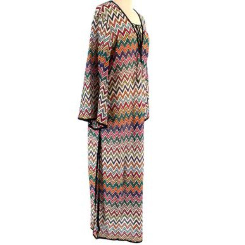 Missoni Zig-Zag Knit Kaftan

- V-neck
- Cropped sleeves
- Tie fastening
- Jacquard design
- Relaxed fit
- Side vents
- Black embroidered hems

Material
Polyester

Made in Italy

9.5/10 Excellent Condition

PLEASE NOTE, THESE ITEMS ARE PRE-OWNED AND