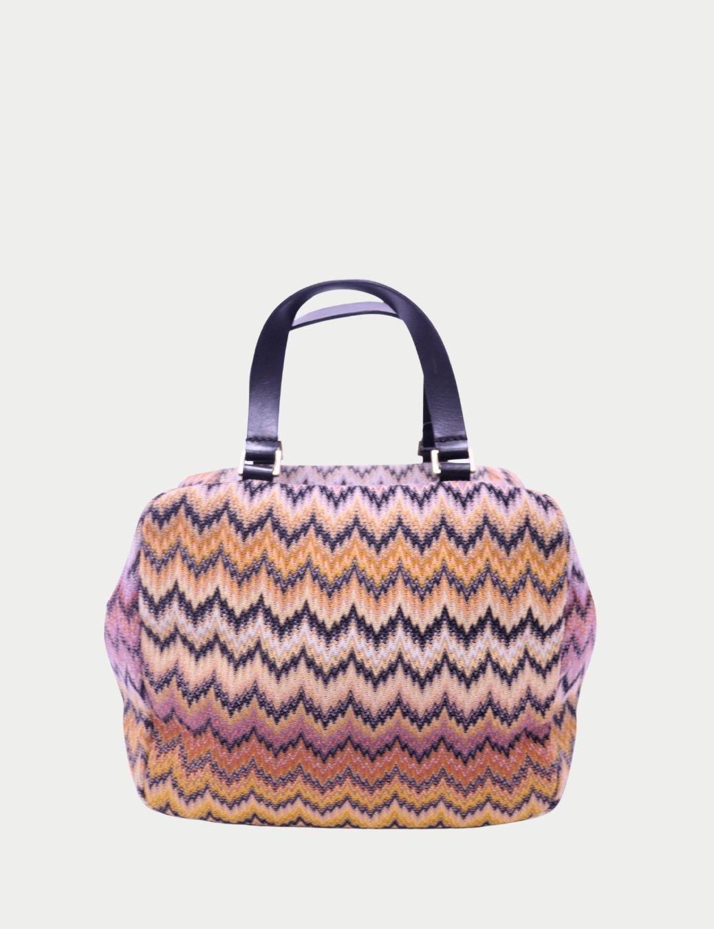 Marron Sac à main en tissu Missoni Zigzag Multicolore en vente