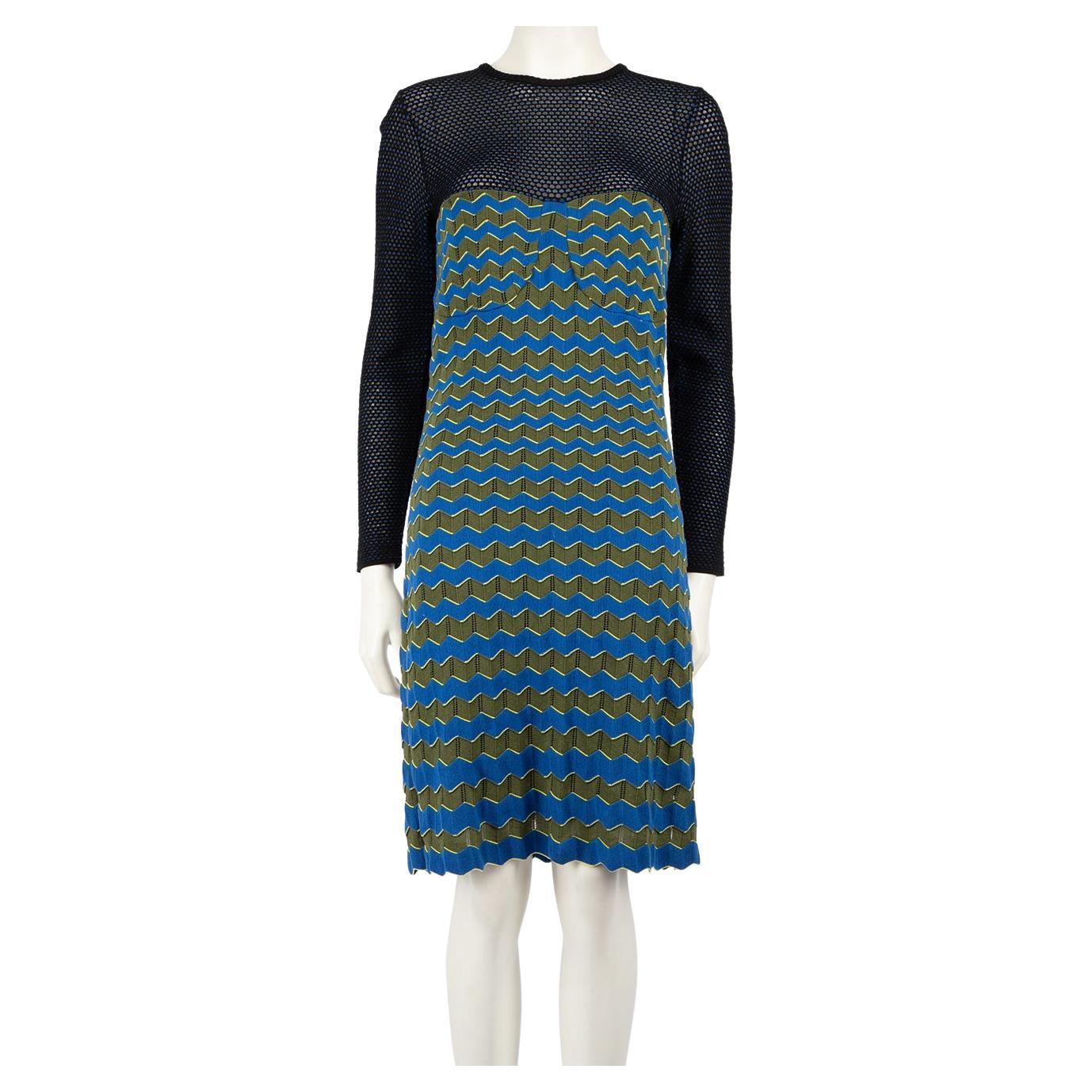 Missoni Zigzag Striped Long Sleeve Knee-Length Dress Size L