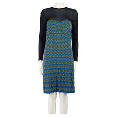 Missoni Zigzag Striped Long Sleeve Knee-Length Dress Size L