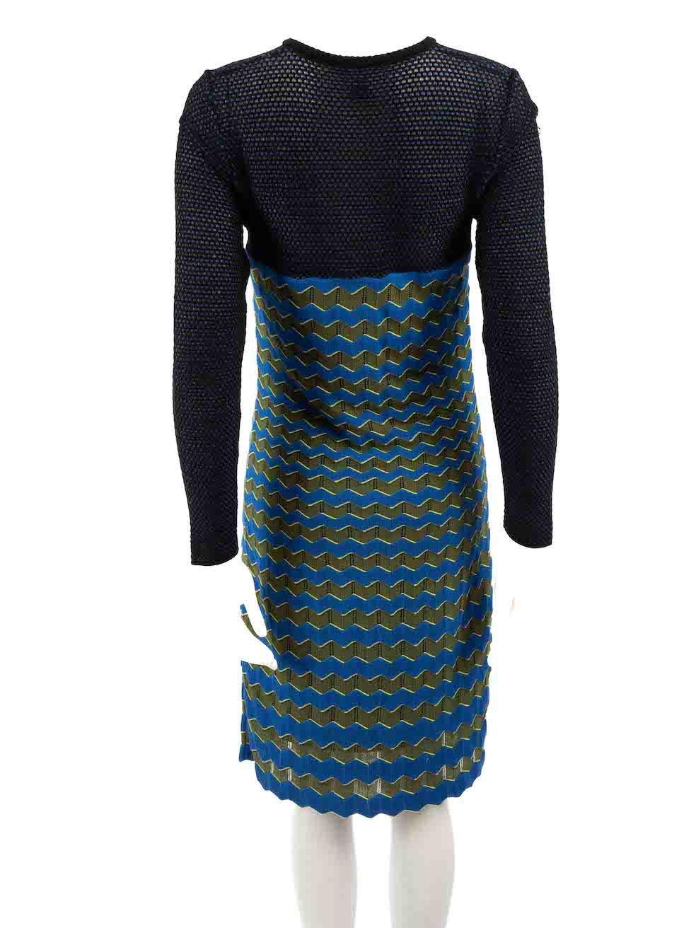 Missoni Zigzag Striped Long Sleeve Midi Dress Size L In Good Condition For Sale In London, GB