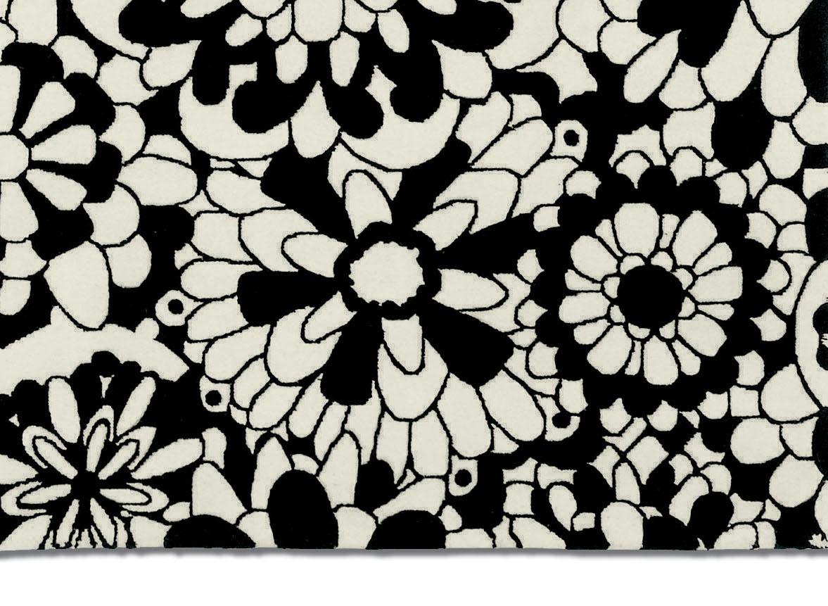 black and white flower rug