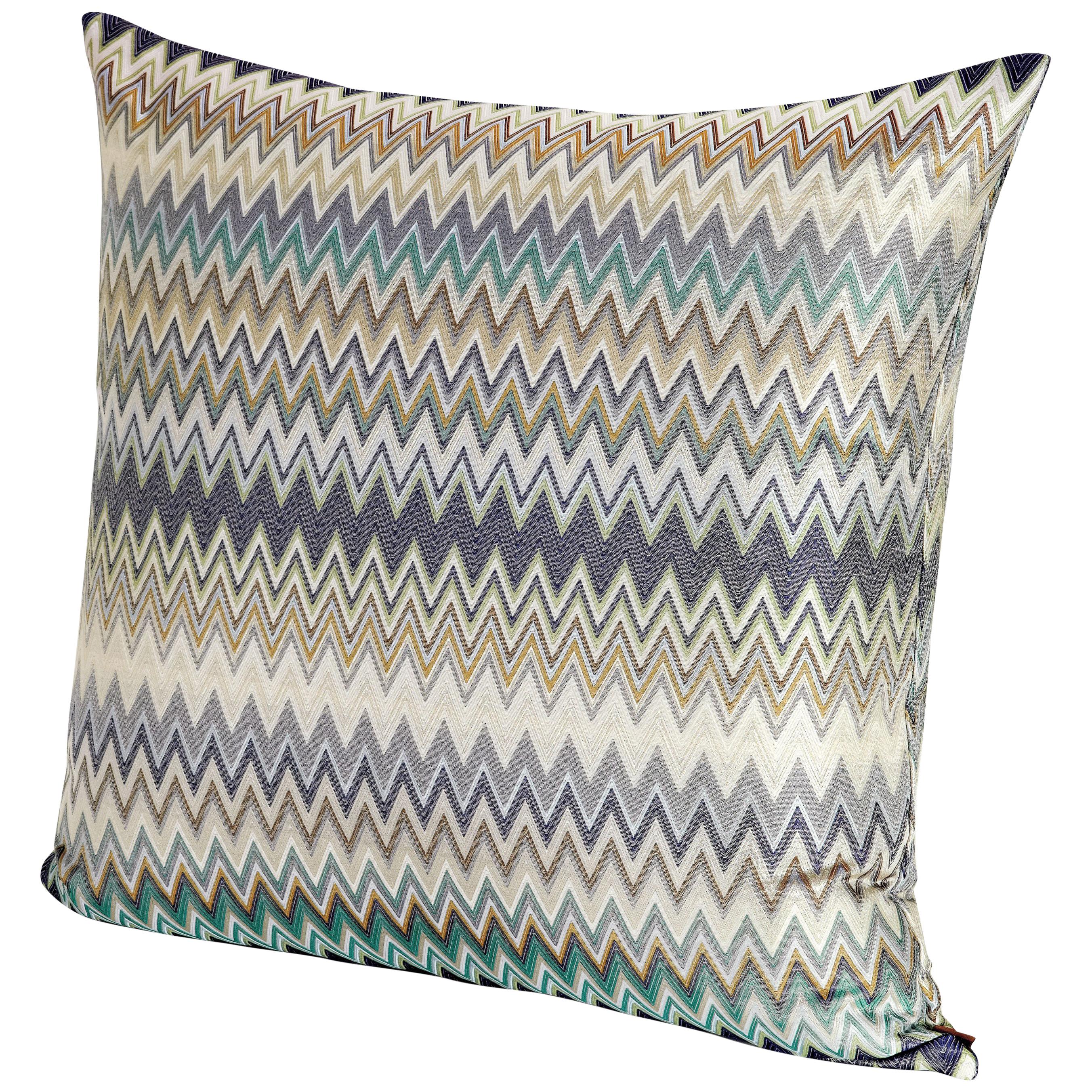 Missoni Home Masuleh Cushion in Multicolor and Blue Chevron Print For Sale