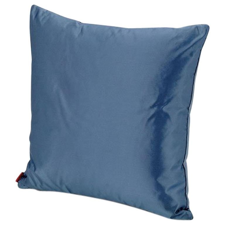 Missoni Home Mono Cushion in Solid Blue Cotton and Silk For Sale