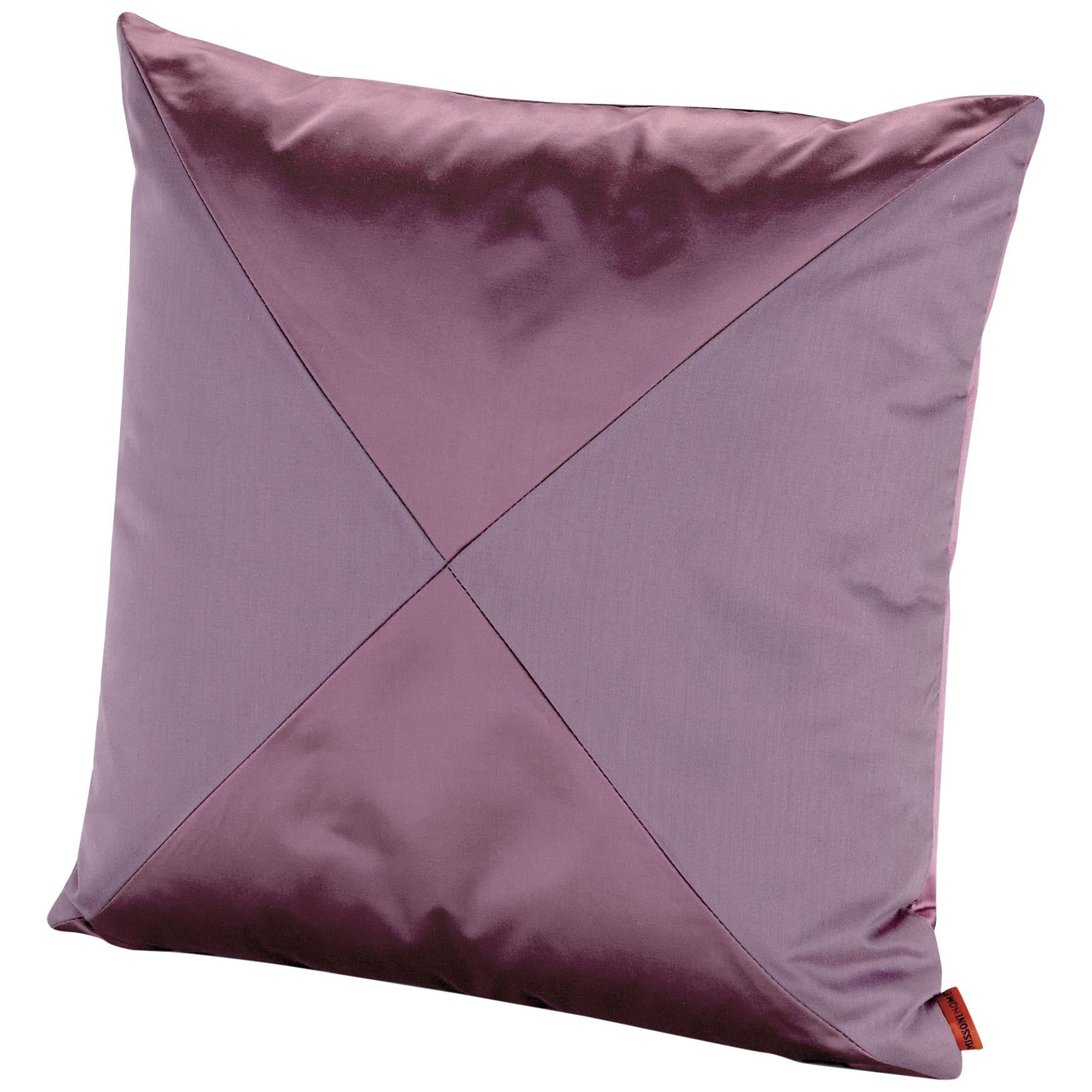 Missoni Home Mono PW Cushion in Purple Cotton and Silk For Sale