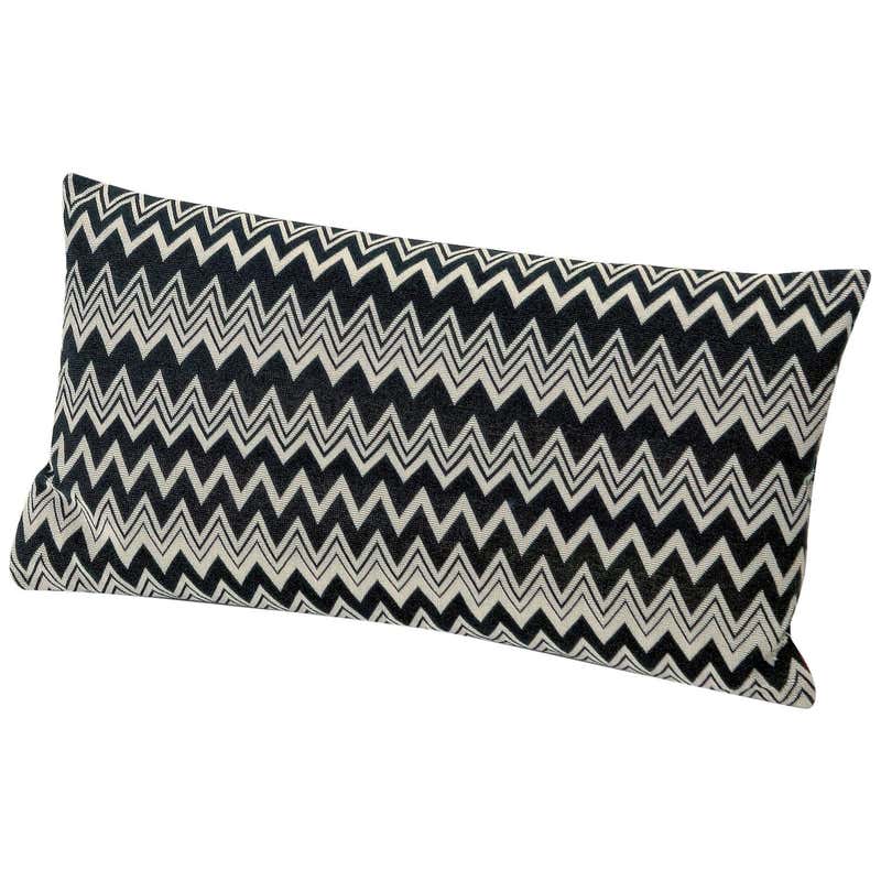 Missoni Home Orvault Cushion in Black and White Chevron Print For Sale ...