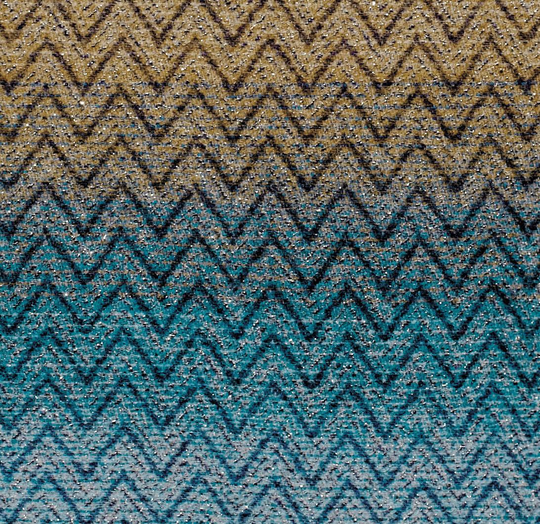 Modern Missoni Home Pascal Throw in Multi-Color Blue and Beige Gradient Chevron Print For Sale