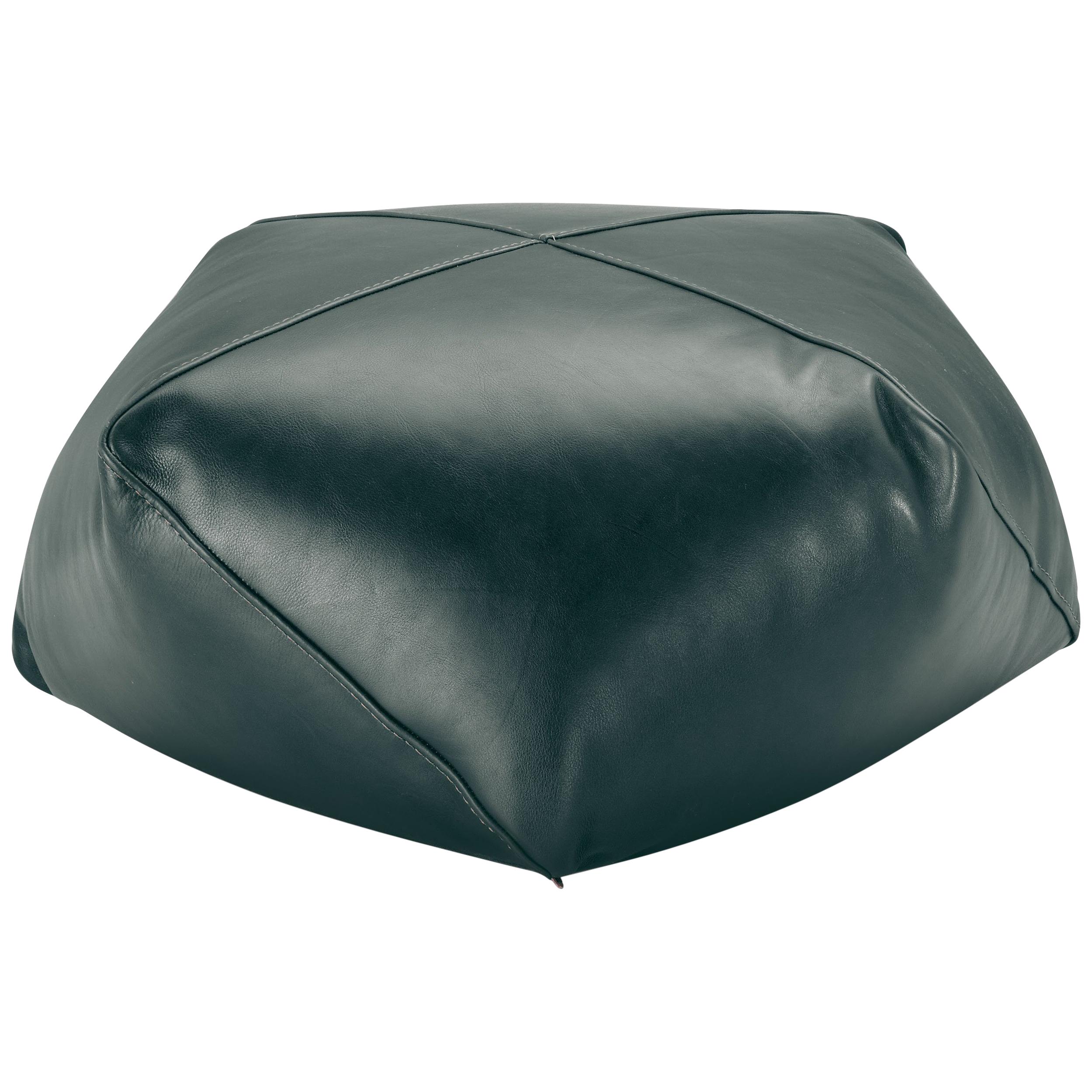 Missoni Home Plato Diamante Pouf in Solid Green Leather For Sale