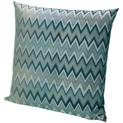 Missoni Home Taipei Cushion in Jacquard W/ Blue & Green Chevron Pattern