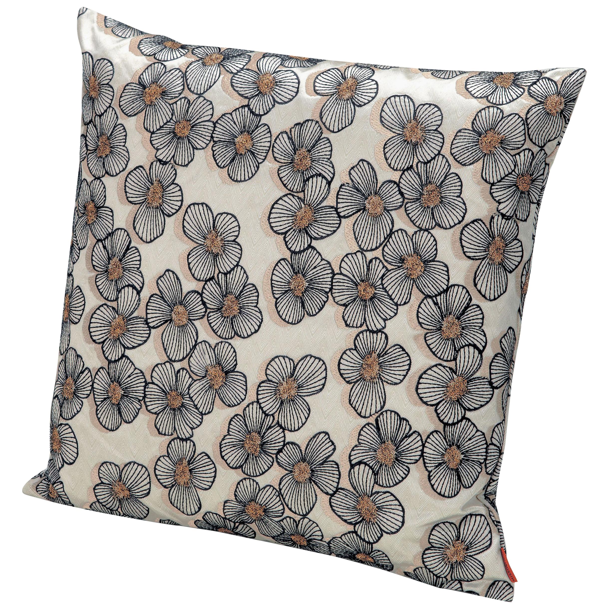 Missoni Home Taiwan Cotton Cushion in Cream and Multi-Color Floral Print For Sale