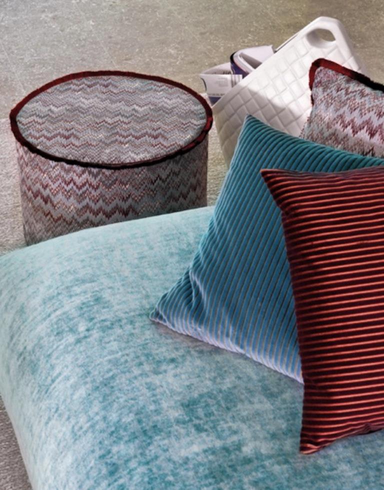 Missoni Home Thailand Cushion with Pink and Blue Wave Pattern In New Condition For Sale In New York, NY