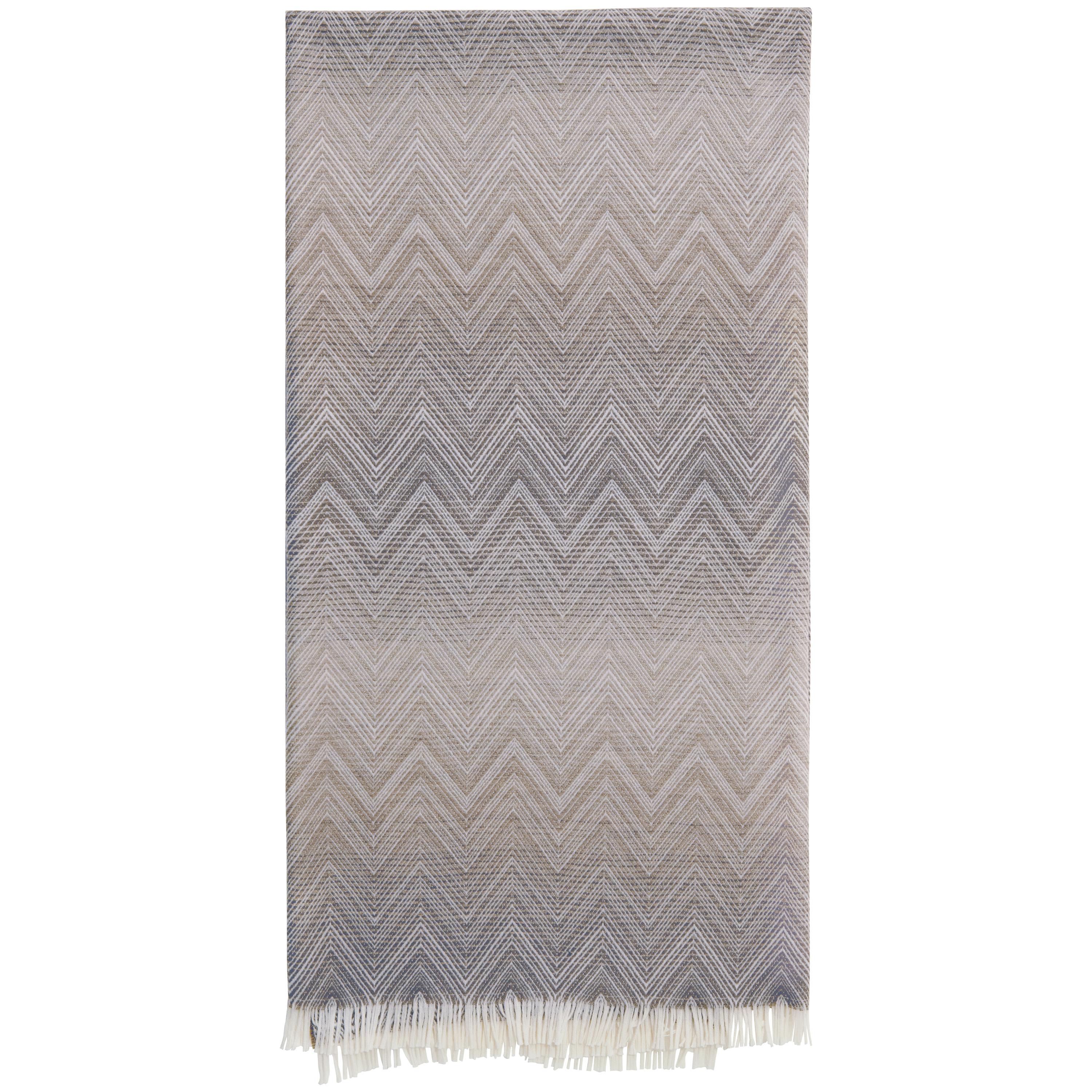 Missoni Home Timmy Throw in Beige and Gray Chevron Print For Sale