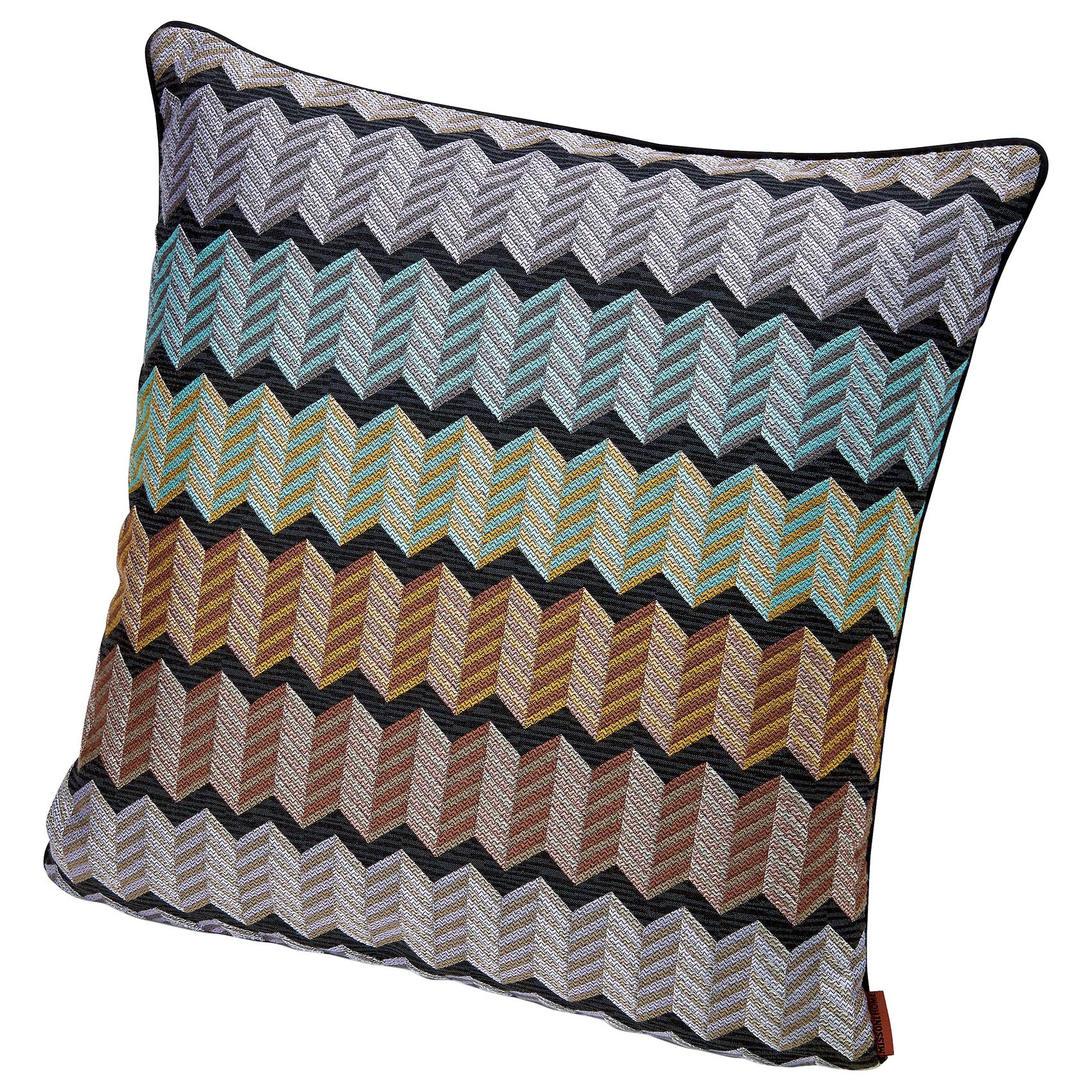 Missoni Home Waterford Jewel-Tone Chevron Cushion with Stripes For Sale