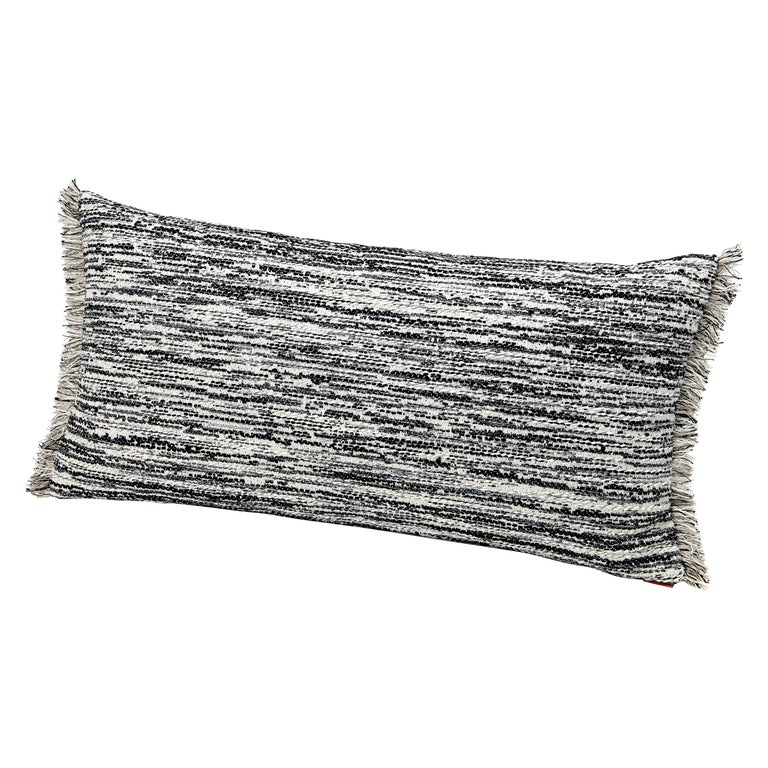 MissoniHome Wattens Yarn-Dyed Flame Stitch Cushion in Black and White For Sale