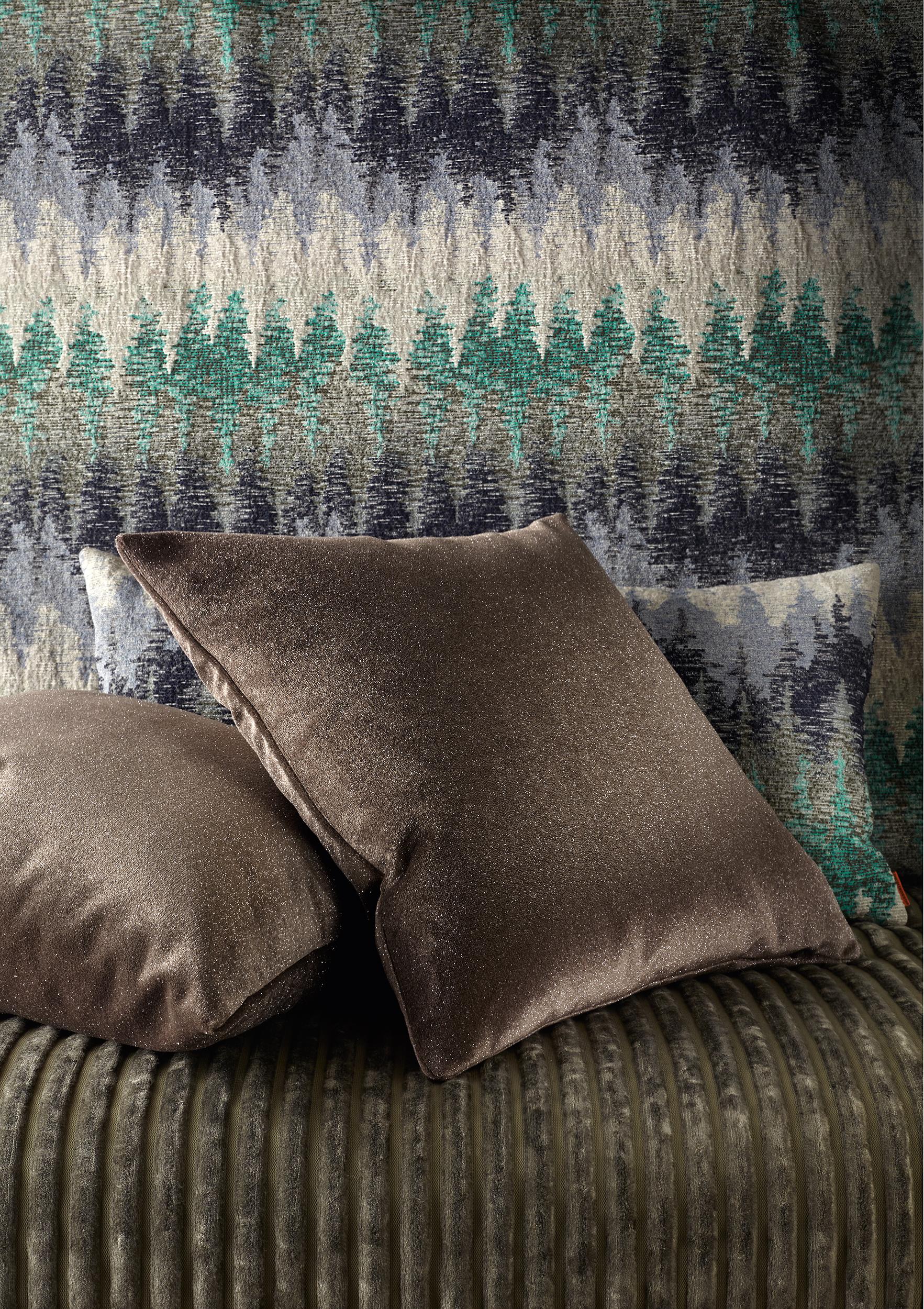 Italian Missonihome Weggis Jacquard Fabric Cushion with Forest Motif For Sale