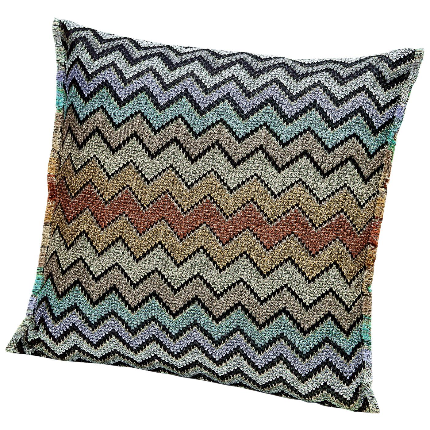 Missoni Home Westmeath Chevron Cushion in Earth Tones with Gold Lurex For Sale