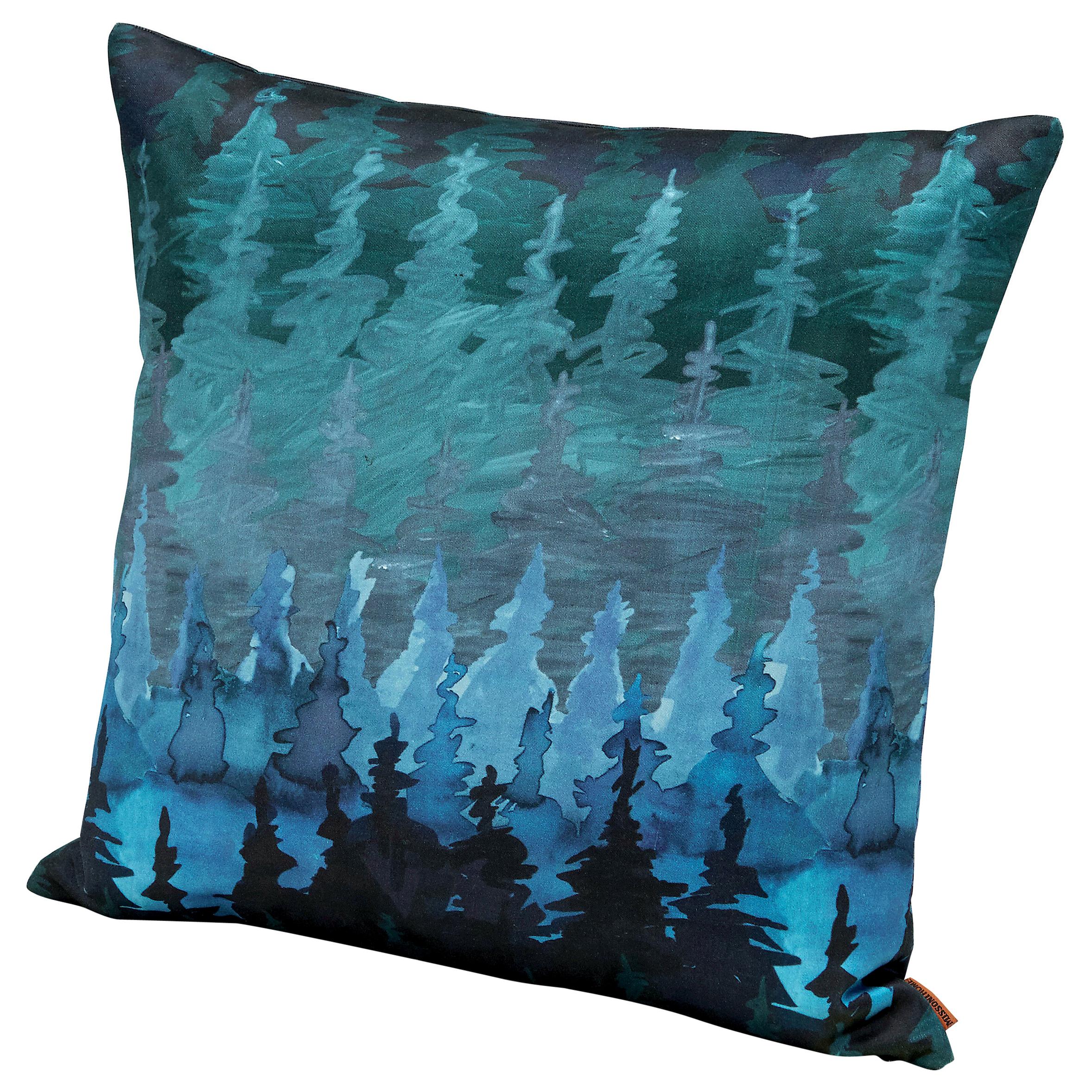 Missoni Home Winterthur Small Satin Watercolor Cushion with Forest Motif For Sale