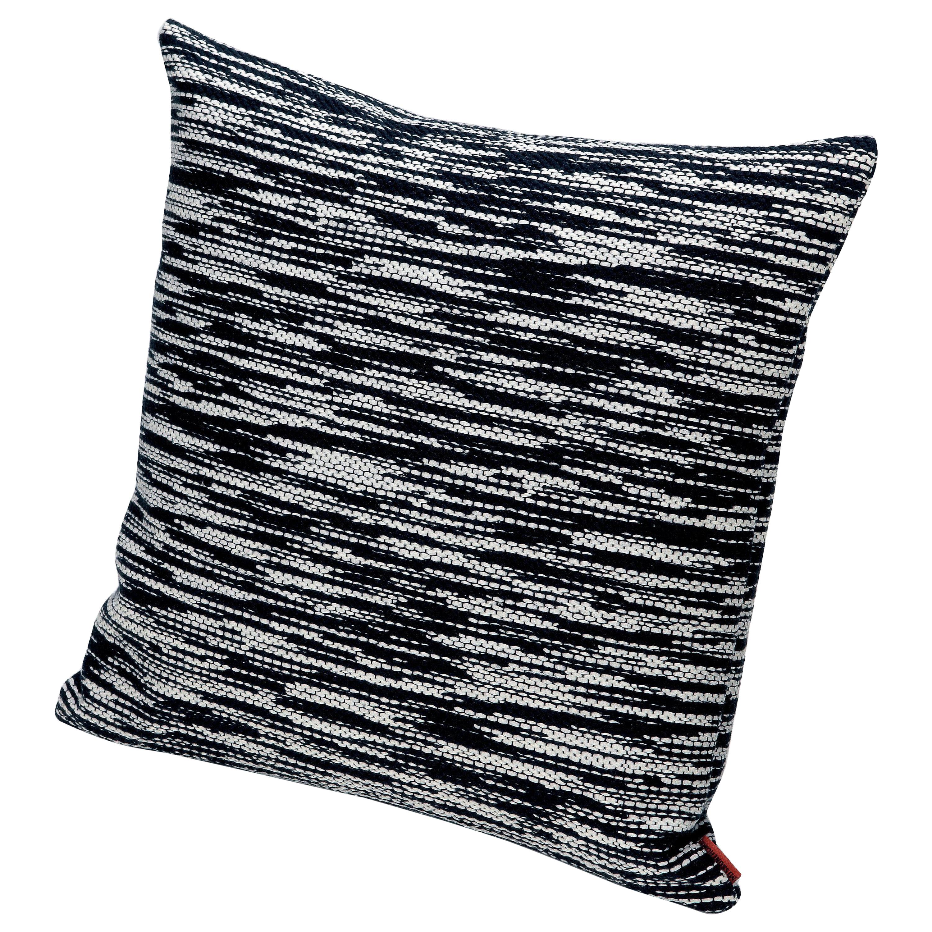 Missoni Home Zermatt Cushion with Black and White Flame Stitch Pattern For Sale