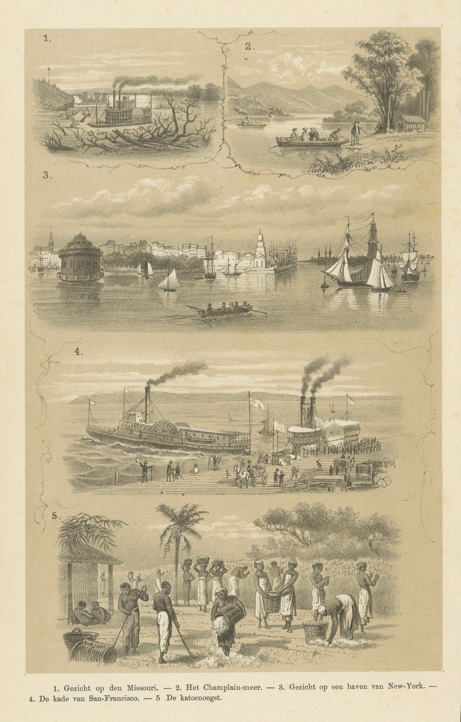 Missouri, Lake Champlain, New York, San Francisco & Cotton Harvest, 1879