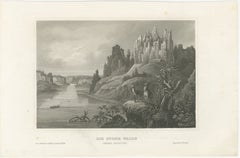 Missouri River Stone Walls, Antique Steel Engraving c.1850