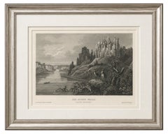 Missouri River Stone Walls, Antique Steel Engraving c.1850
