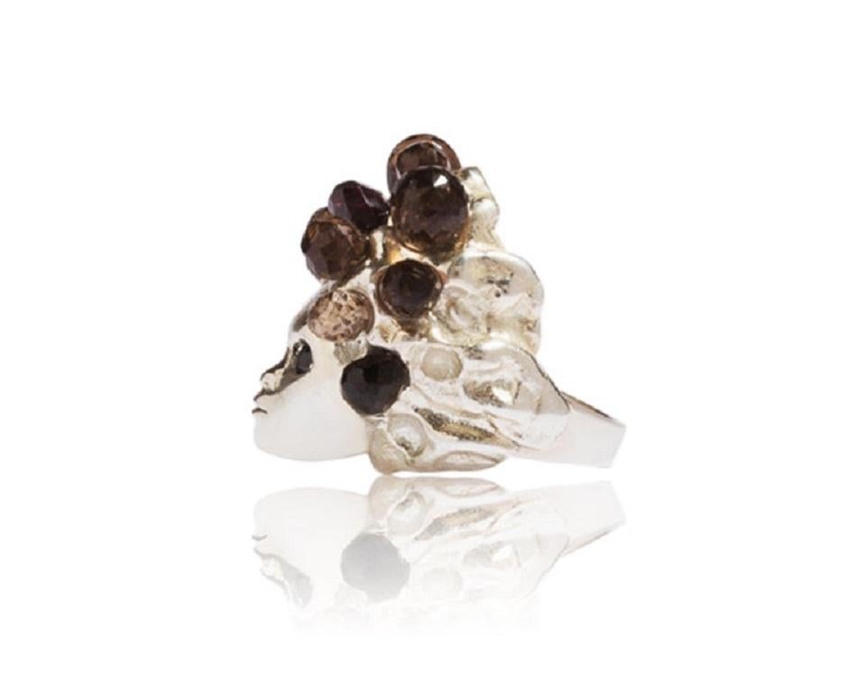 For Sale:  Missy Ring in White Gold with Smokey Topaz and Blue Sapphire 3