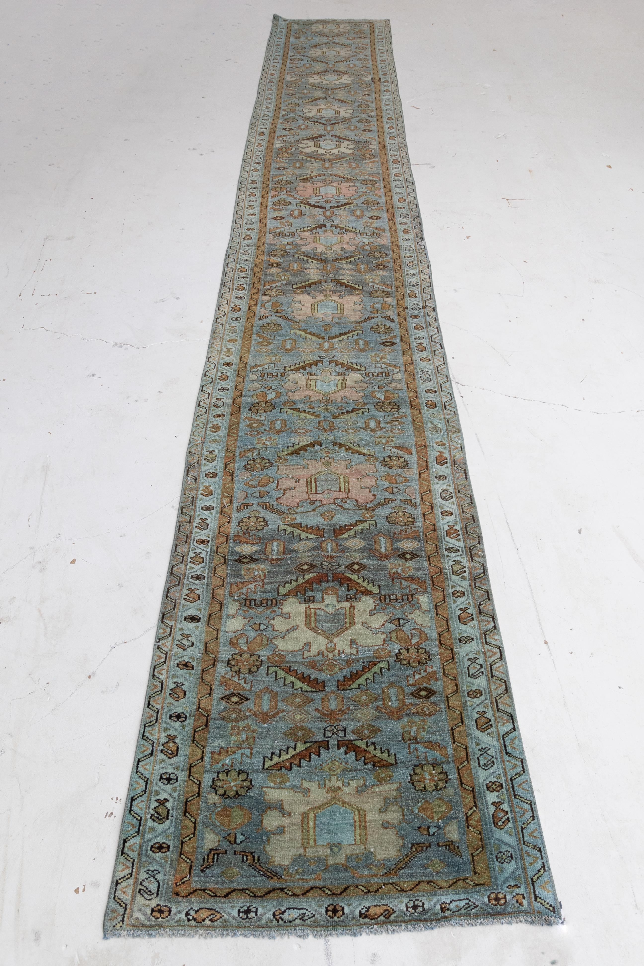Orientalischer Mistblauer Vintage-Läufer (Persisch) im Angebot
