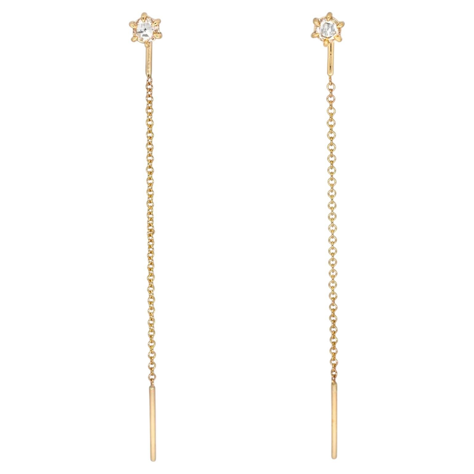 Mist Diamond Threader Earrings in 14K Gold by Anastassia Sel Jewelry For Sale