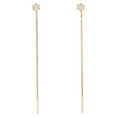 Mist Diamond Threader Earrings in 14K Gold by Anastassia Sel Jewelry