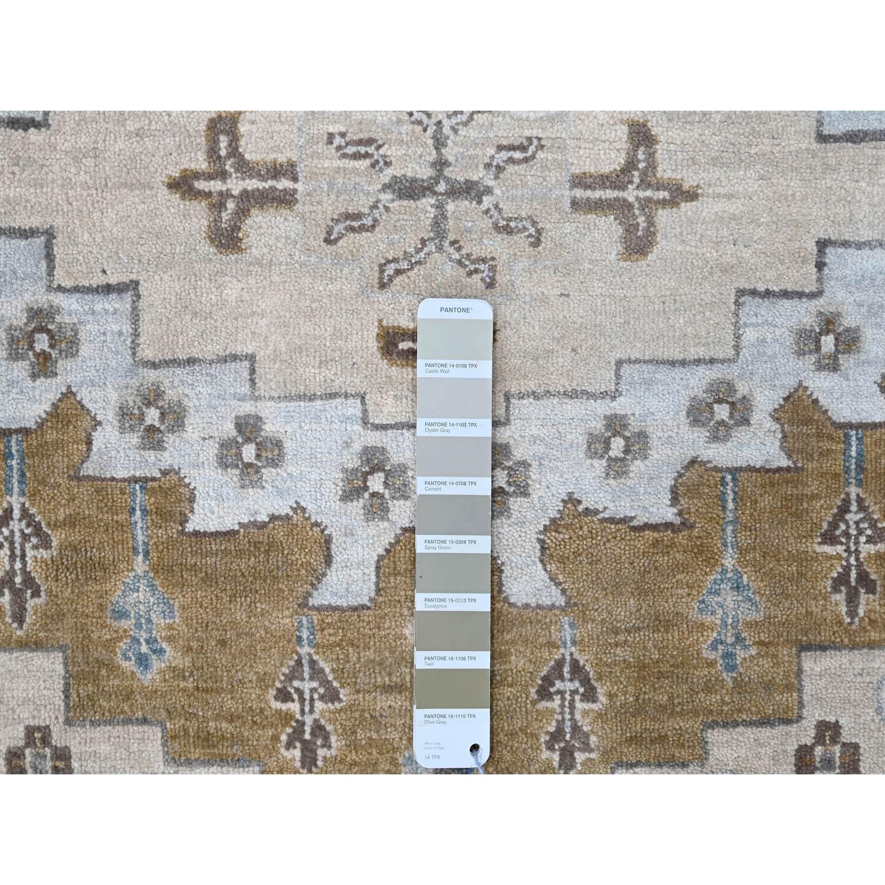 Indian Mist Gray Hand Knotted Persian Village Inspired Wool Round Rug 13'10