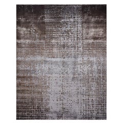 Mist Hand Knotted Modern Silk Rug in Grey and Silver Colours by Hands