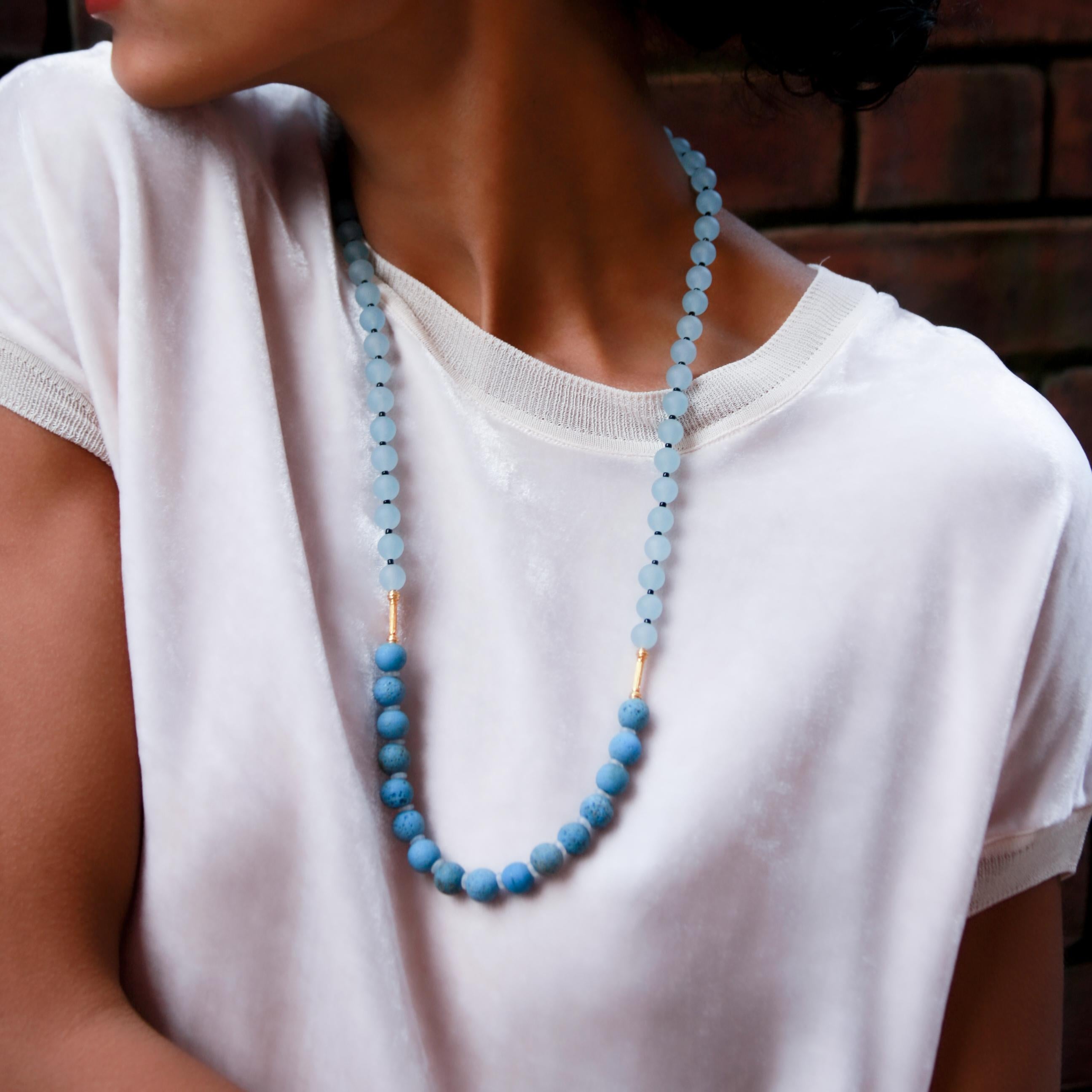 Collar de Calcedonia Niebla sobre Terreno Azul - by Bombyx House en venta 4