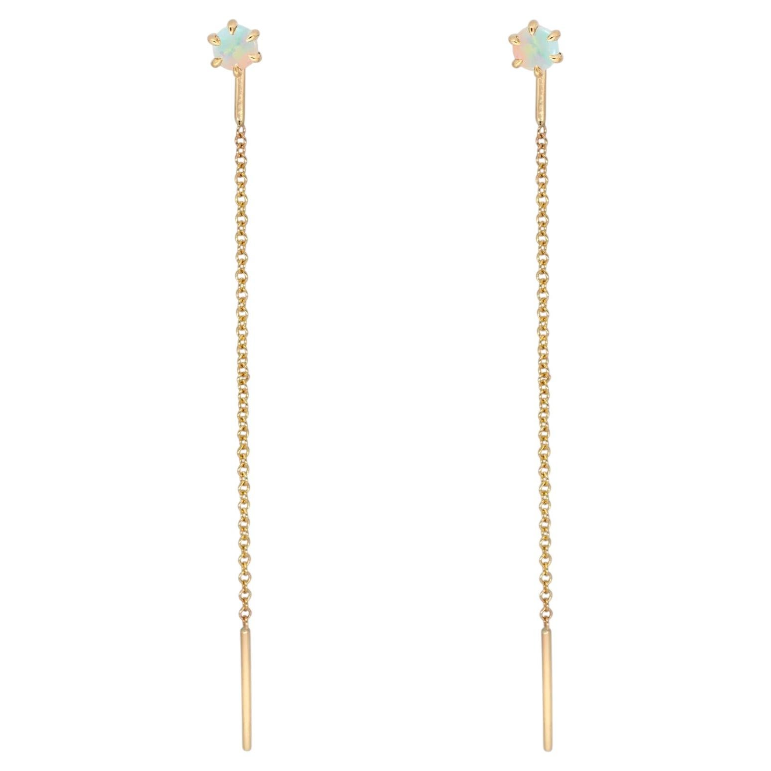 Pendientes enhebradores de ópalo de niebla en oro de 14 quilates de Anastassia Sel Jewelry en venta