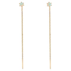 Mist Opal Threader Earrings in 14K Gold by Anastassia Sel Jewelry