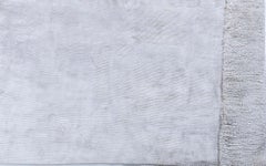 "Mistbound" Modern Solid Light Gray Handmade Silk Rug by Doris Leslie Blau