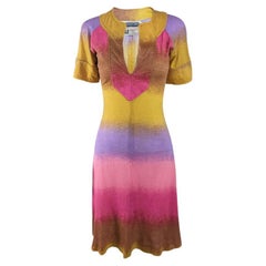 Mister Ant Vintage 1970s Pink & Yellow Hippie Dress Short Sleeve Ombre Dress