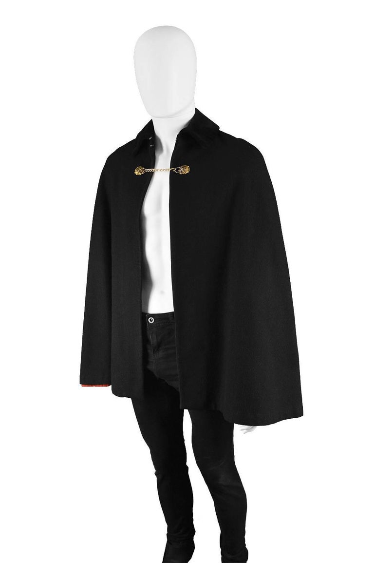 Mister Carnaby Men's Vintage 1960s Black Wool Velvet Collar Cloak