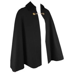 Mister Carnaby Men's Vintage 1960s Black Wool Velvet Collar Cloak / Cape Coat