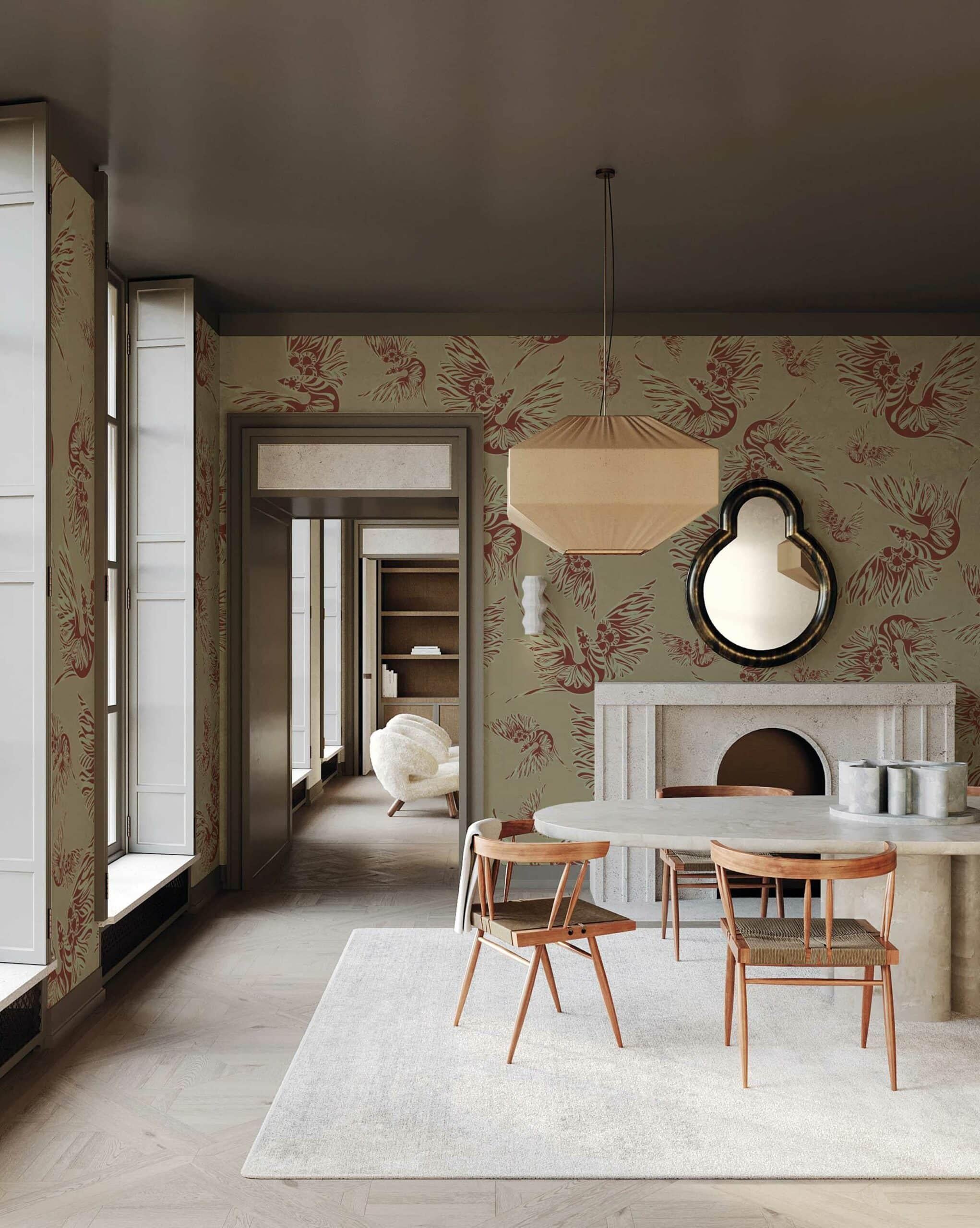 Italian Misteriosa Beige & Sienna Wallpaper, Essenziali Collection by Leonardo Dini For Sale