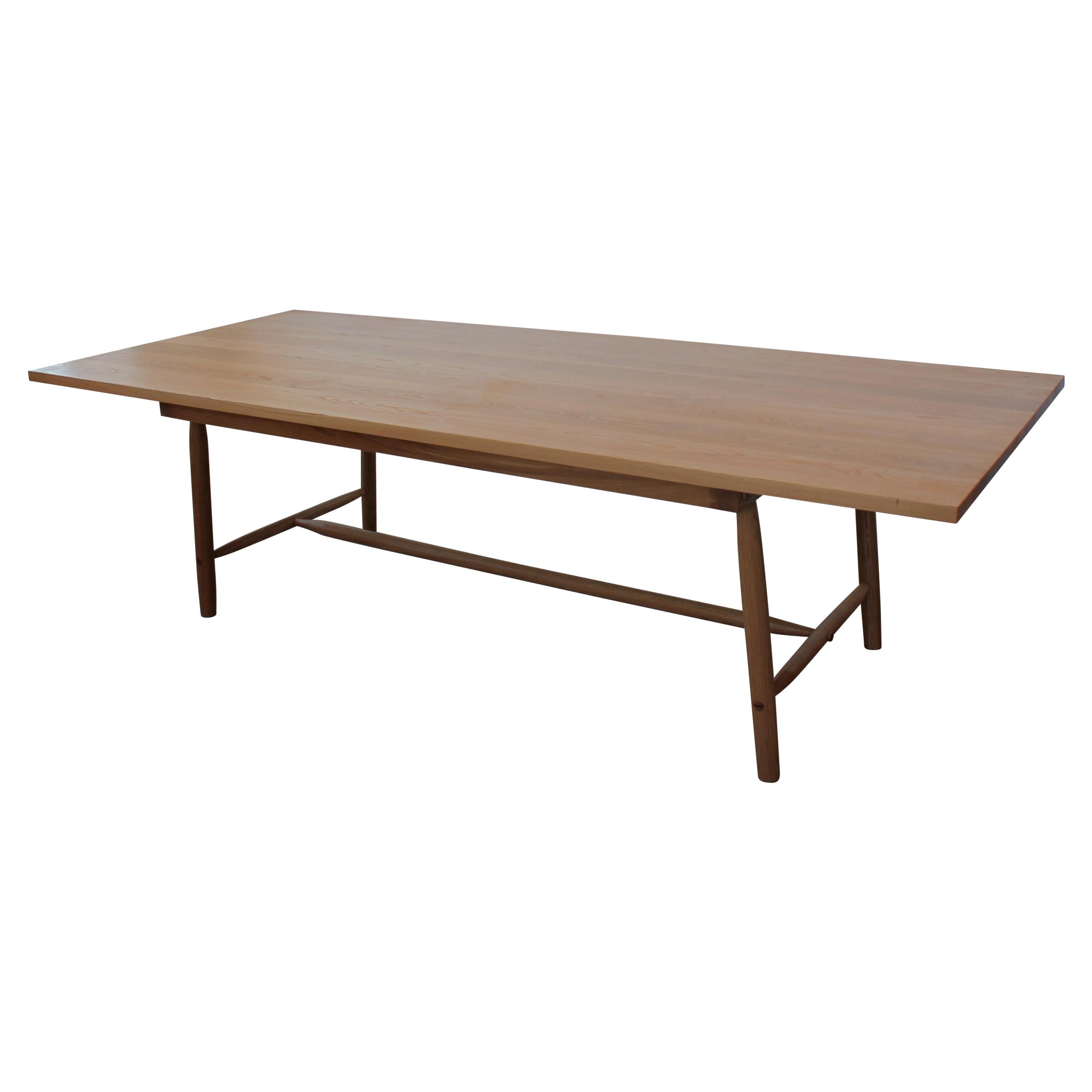 Misterioso Dining Table in White Oak with Hand Shaped Base For Sale