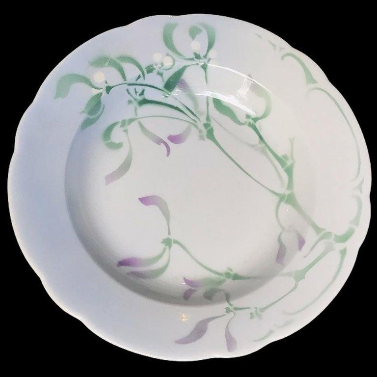 Mistletoe Art Nouveau Service Designed by Lachenal Produced by Luneville in 1900 In Good Condition In Paris, FR