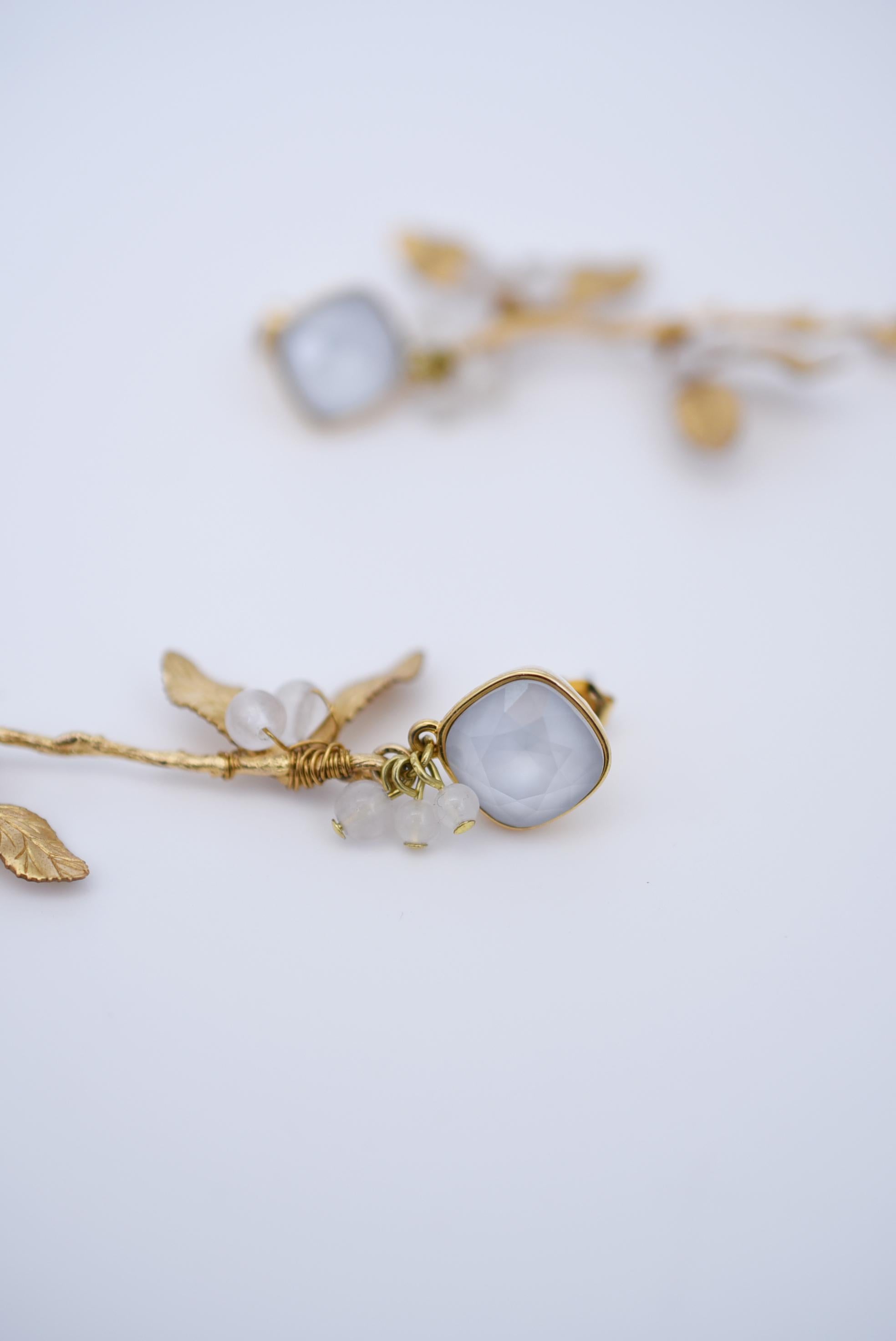 Artisan mistletoe earring / vintage jewelry , 1970's vintage parts For Sale