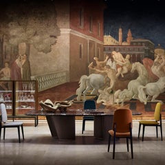 Mistral Ash Wood Base With Rosso Levanto Marble Top Dining Table