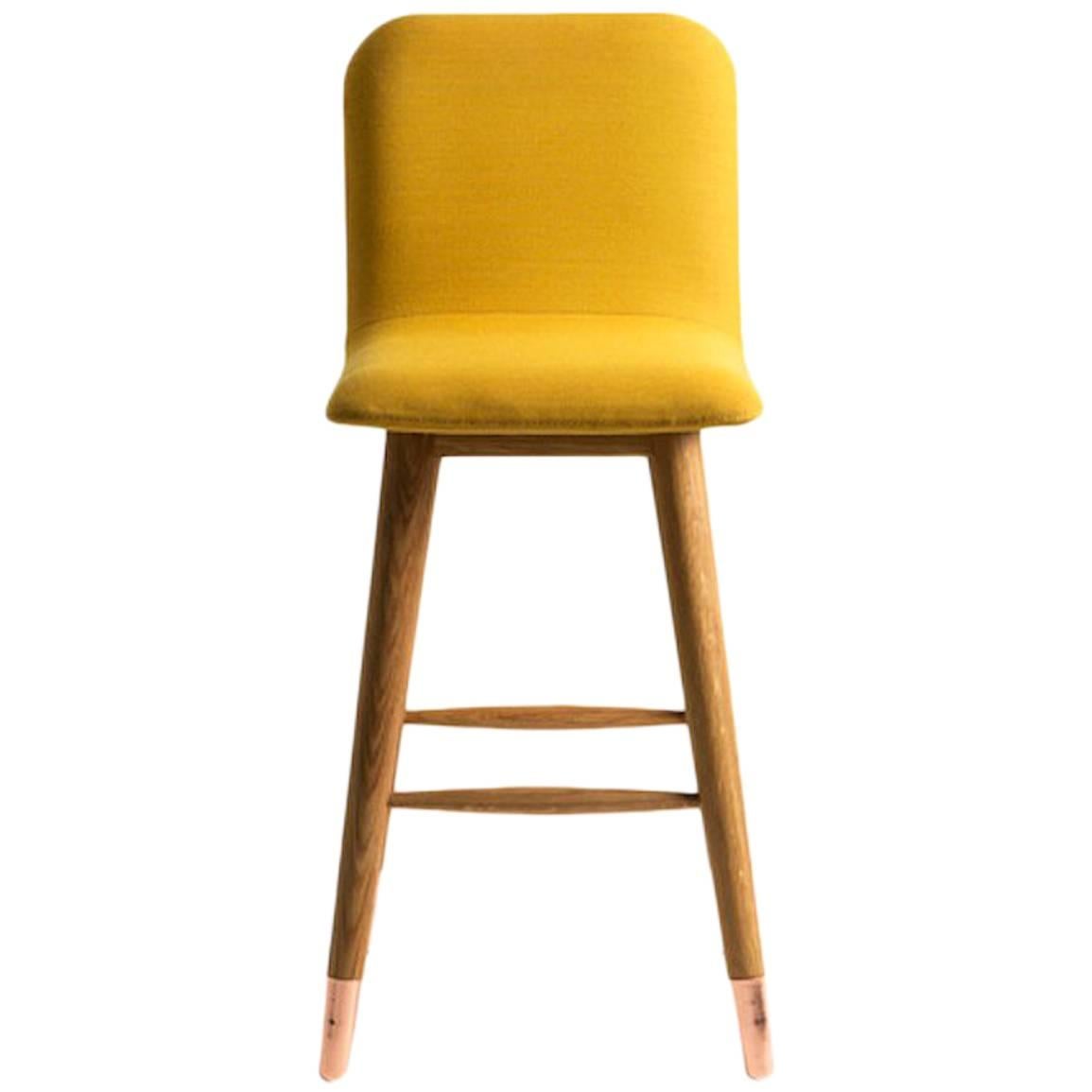 Mistral Bar Stool in Kvadrat Fabric, Wood and Copper For Sale