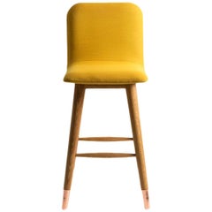 Mistral Bar Stool in Kvadrat Fabric, Wood and Copper