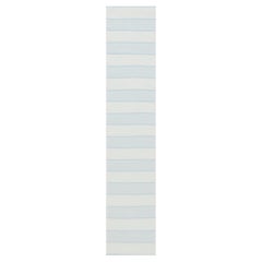 "Mistral" Modern Flatweave Stripes Gray And Blue Runner by Doris Leslie Blau