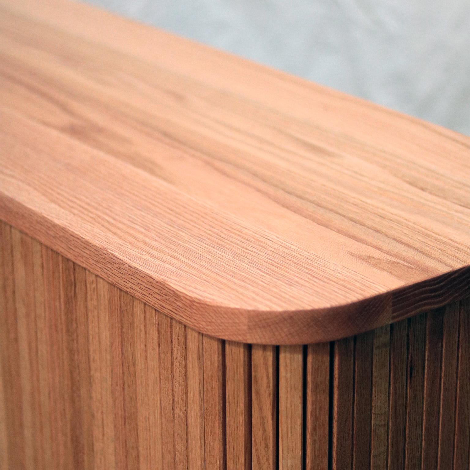 Hand-Crafted Mistry Tambour Door Cabinet in Natural Oak For Sale