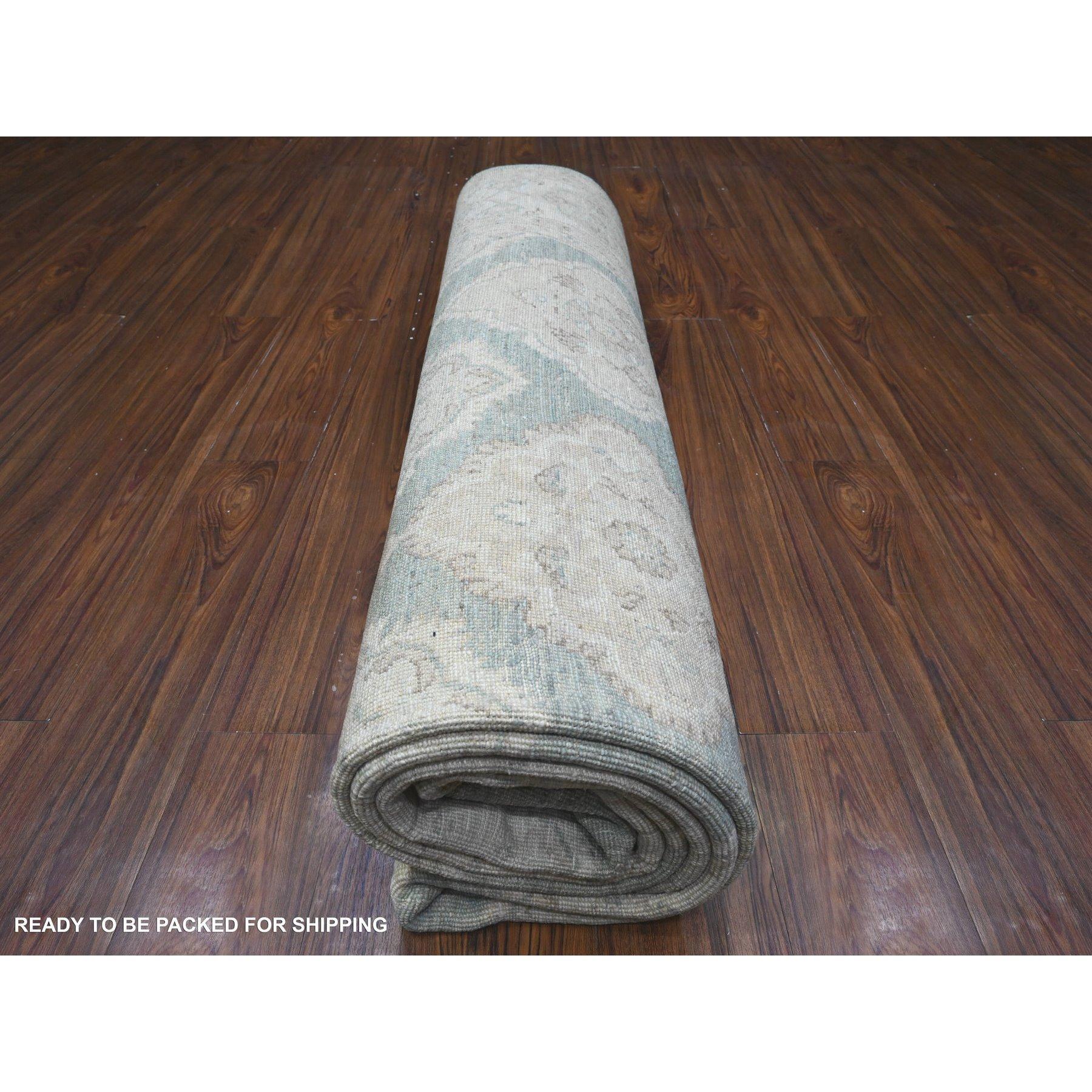 Misty Blue Hand Knotted Fine Aryana Peshawar Pure Wool Oriental Rug 8'0